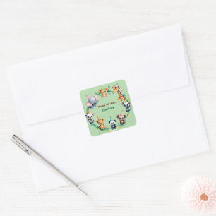 Tropical Wild One Jungle Safari Animals Birthday  Square Sticker