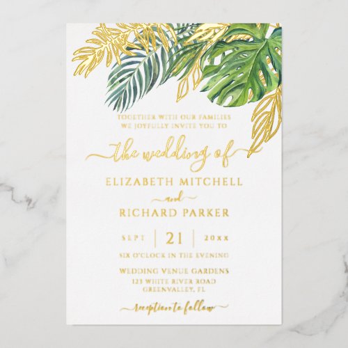 Tropical Wild Palm Leaves Wedding
