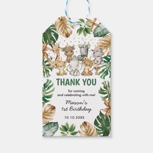 Tropical Wild Party Animals Jungle Birthday Favors Gift Tags