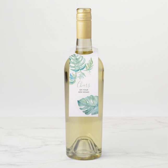 Tropical Wine Housewarming Gift Bottle Hanger Tag (On Bottle)