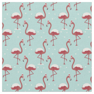 Tropical Winter Christmas Flamingo Pattern Fabric