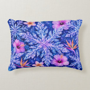 Tropical Winter Snowflakes Accent Pillow