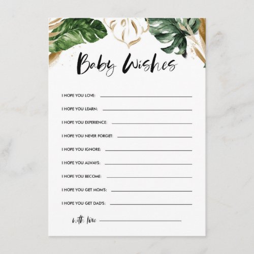 Tropical Wishes for Baby Gold Leaves Baby Shower Enclosure Card