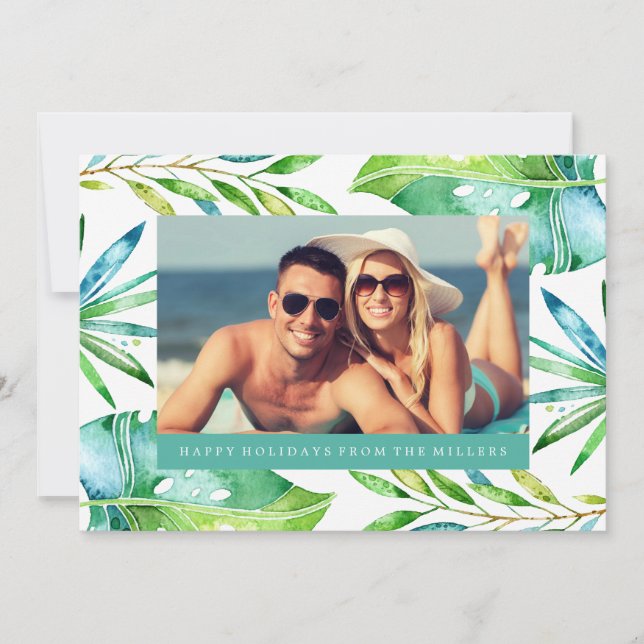 Tropical Wishes | Holiday Photo Card (Front)