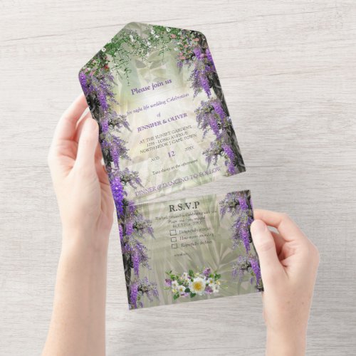 Tropical Wisteria Paradise at the Golden Palace All In One Invitation
