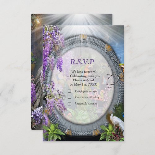 Tropical Wisteria Paradise at the Golden Palace RS RSVP Card