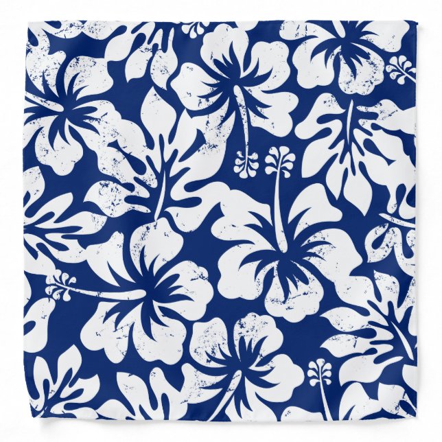 Tropical worn white hibiscus bandana (Front)