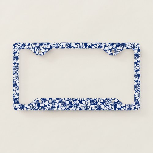 Tropical worn white hibiscus license plate frame