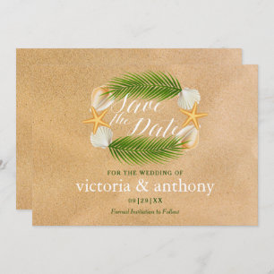 Tropical Wreath Sandy Beach Wedding Save The Date
