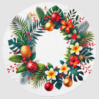 tropical Xmas wreath Beach Towel