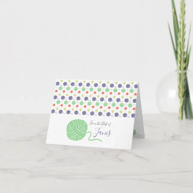 Tropical Yarn Ball String Pattern Note Card | Zazzle