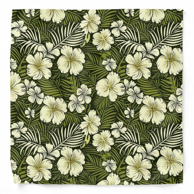Tropical Yellow and Green Floral  Bandana (Front)