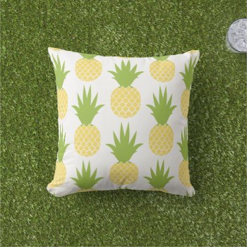 Tropical Yellow And Green Pineapple Pattern Throw Pillow by plushpillows at Zazzle