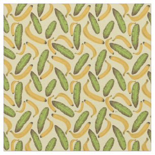 Tropical Yellow Banana Leaf Pattern Fabric