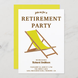 Tropical Yellow Beach Chair Retirement Party Invitation