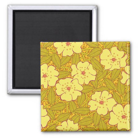 Tropical Yellow Flowers Pattern Magnet