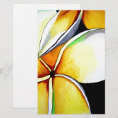 Tropical Yellow Frangipani flower original art (Front/Back)