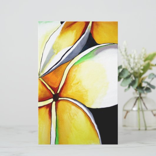 Tropical Yellow Frangipani flower original art (Standing Front)
