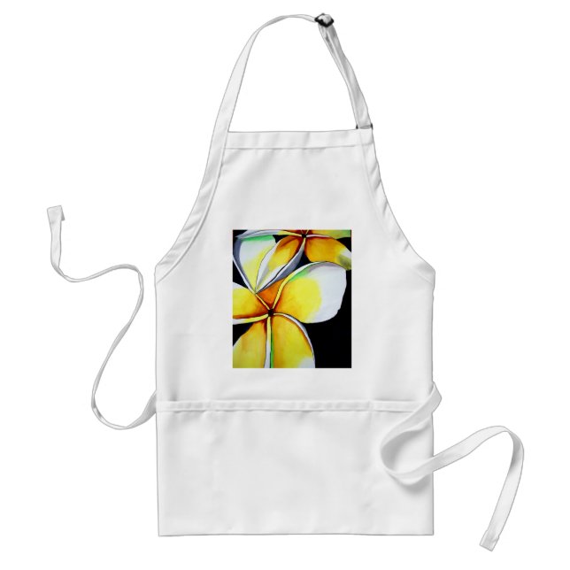 Tropical Yellow Frangipani flower original art Adult Apron (Front)