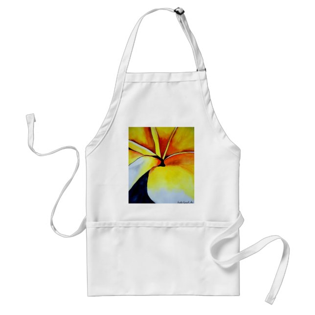 Tropical Yellow Frangipani flower original art Adult Apron (Front)