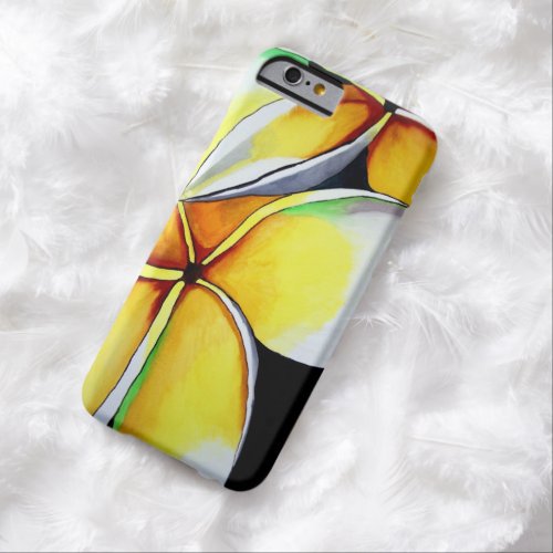 Tropical Yellow Frangipani flower original art Barely There iPhone 6 Case