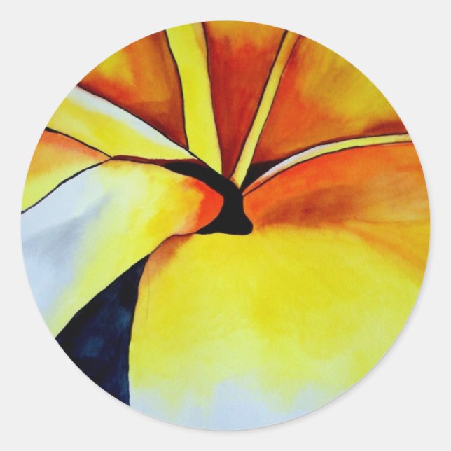 Tropical Yellow Frangipani flower original art Classic Round Sticker (Front)