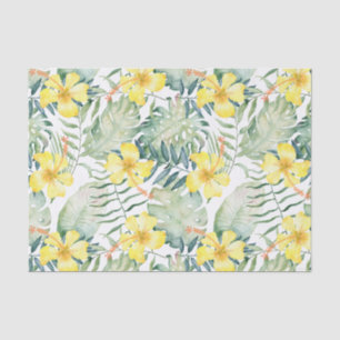 Tropical Yellow Hibiscus Floral Bridal Shower Tissue Paper
