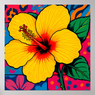 Tropical Yellow Hibiscus Flower Poster