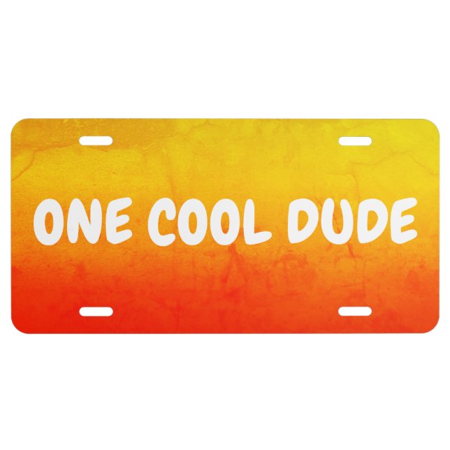Tropical Yellow Orange Gradient Grunge License Plate (Front)