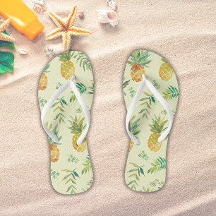 Tropical Yellow Pineapple Beach Flip Flops