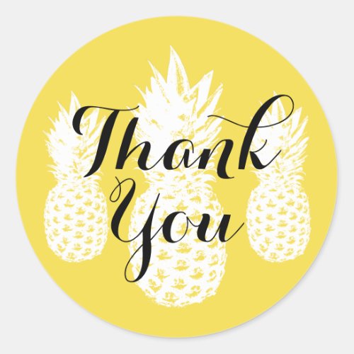 Tropical yellow pineapple fruit thank you stickers