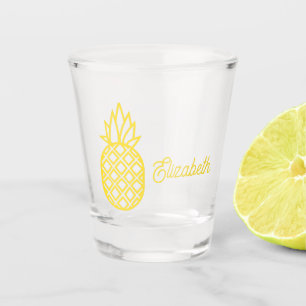 Tropical Yellow Pineapple Personalized Shot Glass