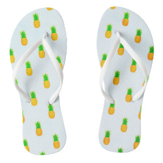 Tropical Yellow Pineapple Print Beach Flip Flops
