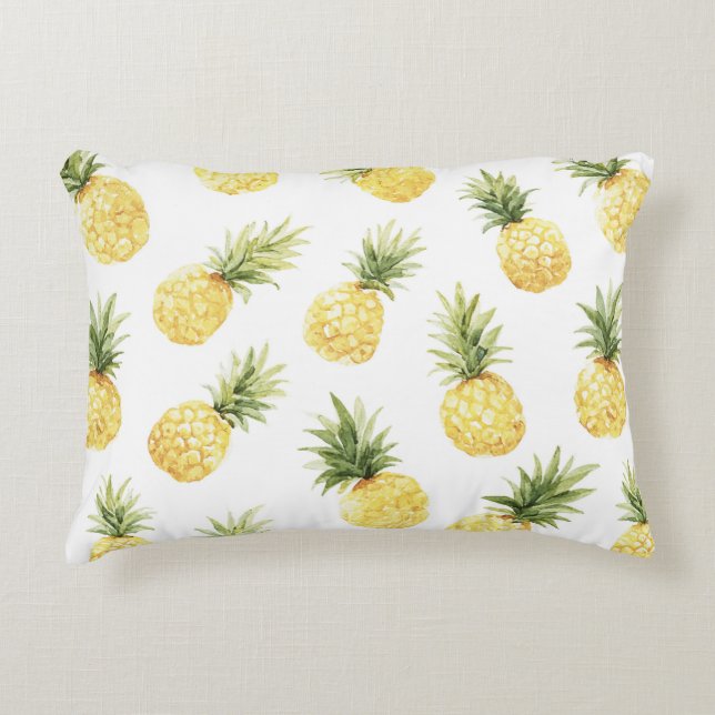 Tropical Yellow Pineapples Accent Pillow (Front)