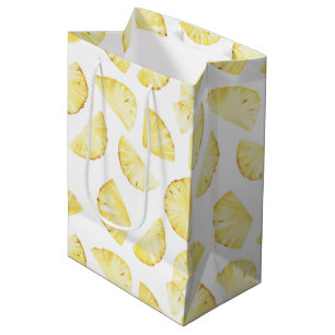 Tropical Yellow Pineapples Birthday Medium Gift Bag