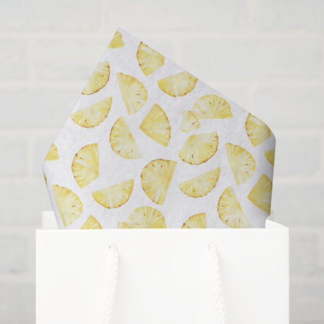 Tropical Yellow Pineapples Birthday Tissue Paper (Gift Bag)