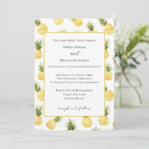 Tropical Yellow Pineapples Wedding Invitation