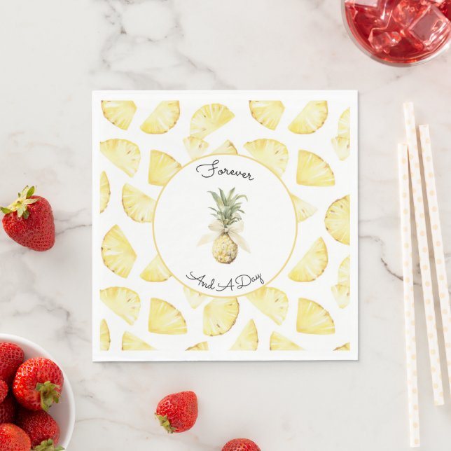 Tropical Yellow Pineapples Wedding Napkins (Insitu)