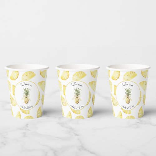 Tropical Yellow Pineapples Wedding Paper Cups