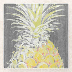 Tropical Yellow Pinneapple Glass Coaster
