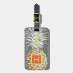 Tropical Yellow Pinneapple on Grey Luggage Tag