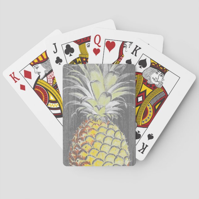 Tropical Yellow Pinneapple on Grey Poker Cards (Back)