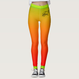 Tropical Yellow Red Gradient with Like a Boss Text Leggings