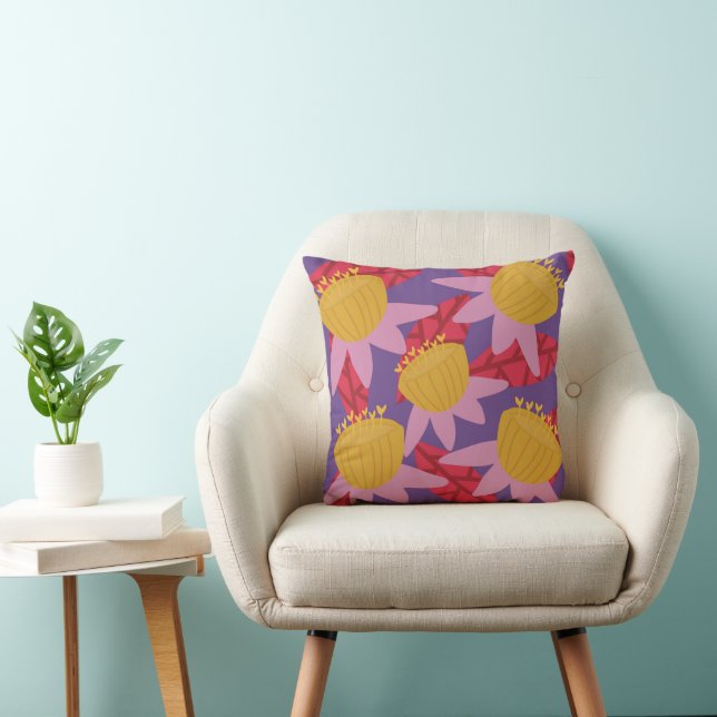 Tropical yellow red purple modern pretty pillow (Chair)