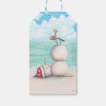 Tropical Yoga Snowman On The Beach Gift Tags at Zazzle