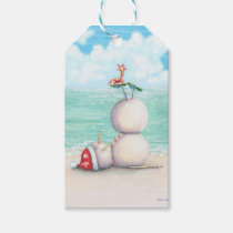 Tropical Yoga Snowman on the Beach Gift Tags
