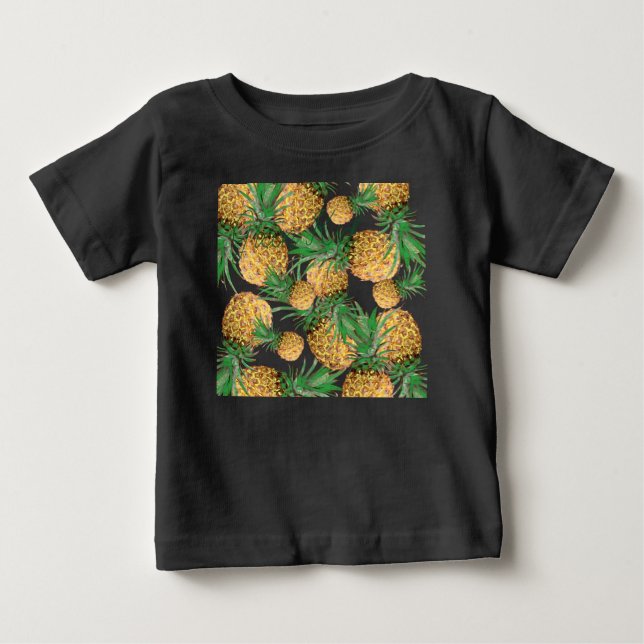 Tropical Yummy Pineapple Pattern Baby T-Shirt (Front)