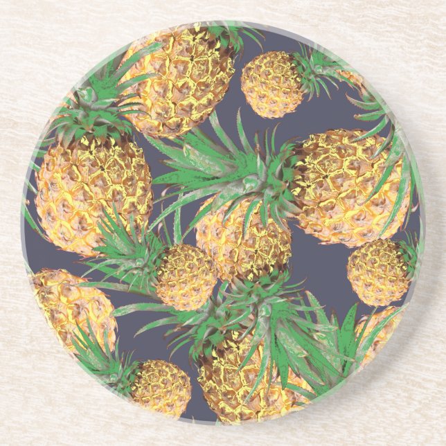 Tropical Yummy Pineapple Pattern Coaster (Front)