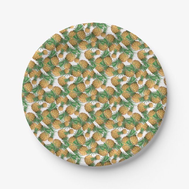 Tropical Yummy Pineapple Pattern Paper Plates (Front)
