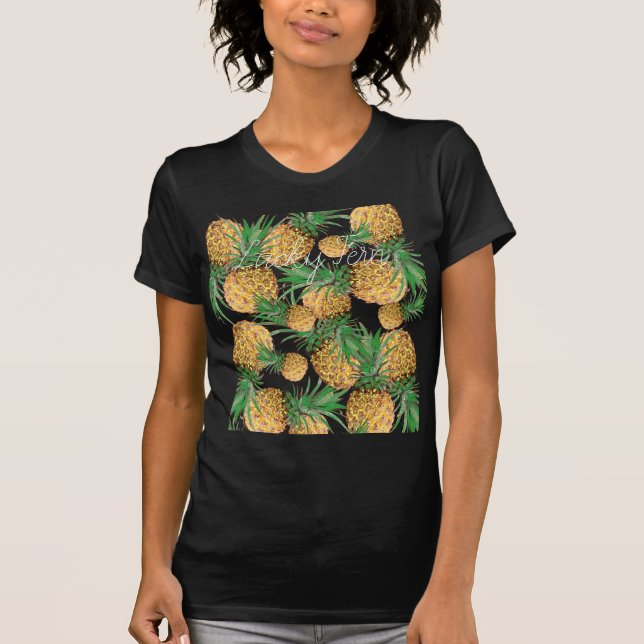 Tropical Yummy Pineapple Pattern T-Shirt (Front)
